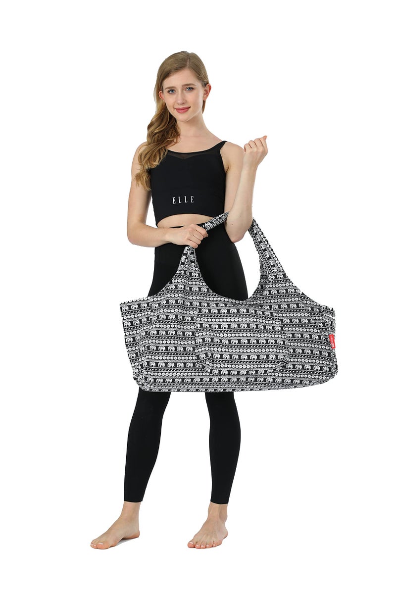 あおぞら(AOZORA) Aozora Yoga Mat Bag Large Yoga Mat Tote Sling Carrier with Pockets Fits Mats with Multi-Functional Storage Pockets Light and Durable (Elephant) - Image 4